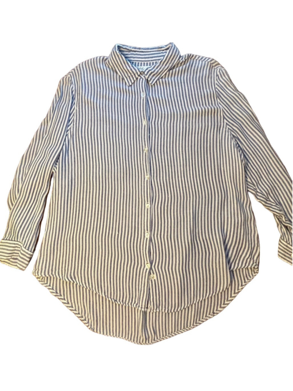Vintage Havana Locals Only Striped Button Down Shirt Blue White L Beach